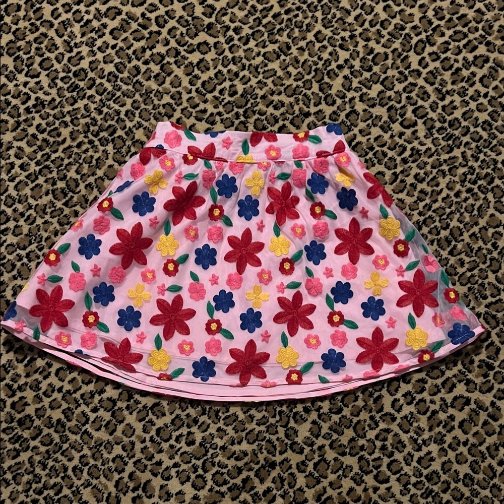 Janie and Jack Girls Size 6 Pink Floral Appliqué Skirt